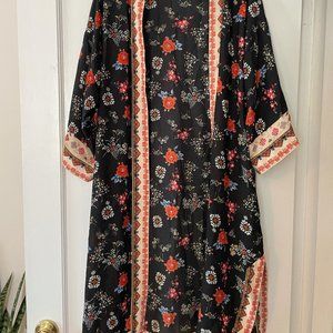 Flowy Floral Vintage Beach Cover Up Kimono